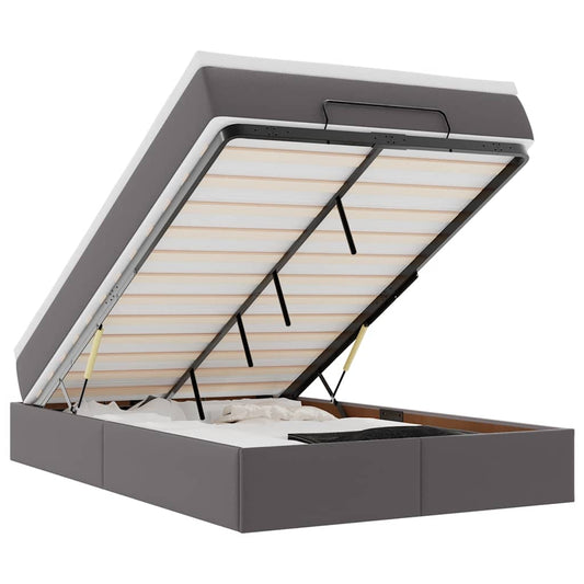 Ottoman-Bett mit Matratze Grau 120x200 cm Kunstleder