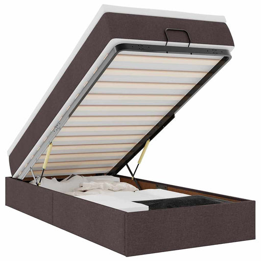 Ottoman-Bett mit Matratze Dunkelbraun 90x200 cm Stoff