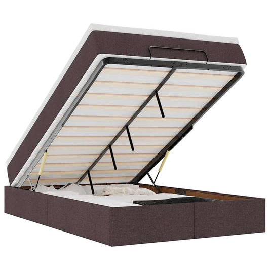 Ottoman-Bett mit Matratze Dunkelbraun 120x190 cm Stoff