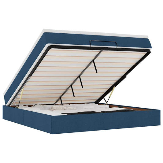 Ottoman-Bett mit Matratze Blau 160x200 cm Stoff