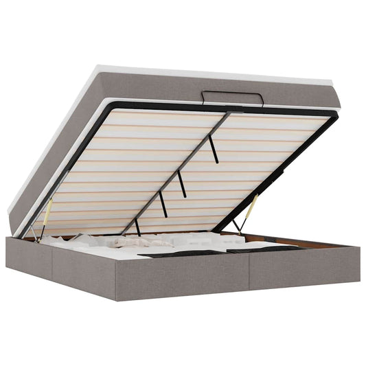 Ottoman-Bett mit Matratze Taupe 180x200 cm Stoff