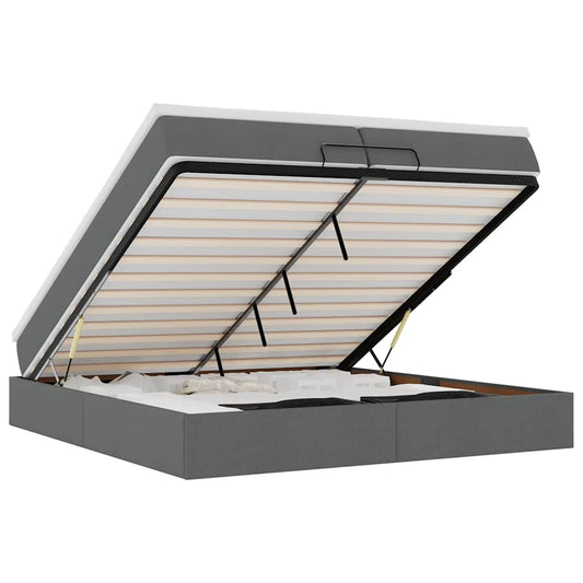 Ottoman-Bett mit Matratzen Dunkelgrau 200x200 cm Stoff