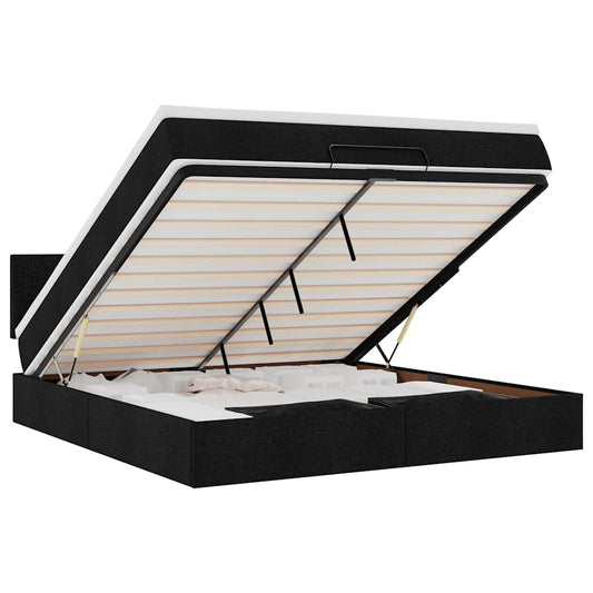 Ottoman-Bett mit Matratze Schwarz 160x200 cm Stoff