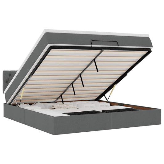 Ottoman-Bett mit Matratze Dunkelgrau 160x200 cm Stoff