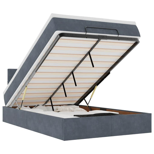 Ottoman-Bett mit Matratze Dunkelgrau 120x190 cm Samt