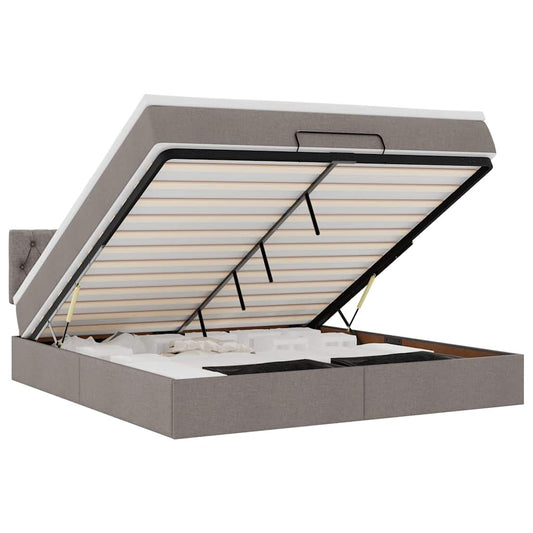 Ottoman-Bett mit Matratze & LEDs Taupe 160x200 cm Stoff