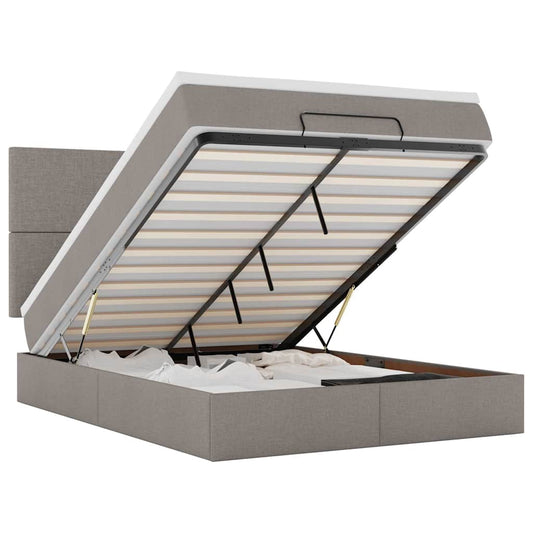 Ottoman-Bett mit Matratze Taupe 140x200 cm Stoff