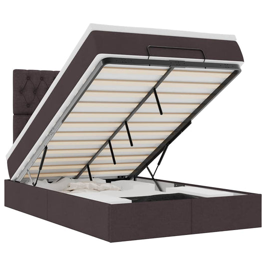 Ottoman-Bett mit Matratze Dunkelbraun 120x190 cm Stoff