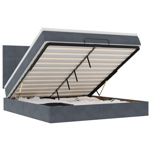 Ottoman-Bett mit Matratzen Dunkelgrau 160x200 cm Samt