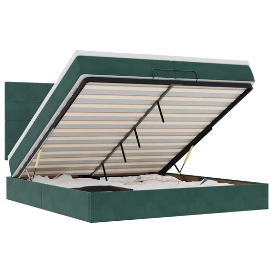 Ottoman-Bett mit Matratzen Dunkelgrün 200x200 cm Samt