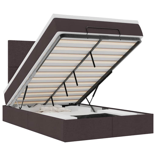 Ottoman-Bett mit Matratze & LEDs Dunkelbraun 120x190 cm Stoff