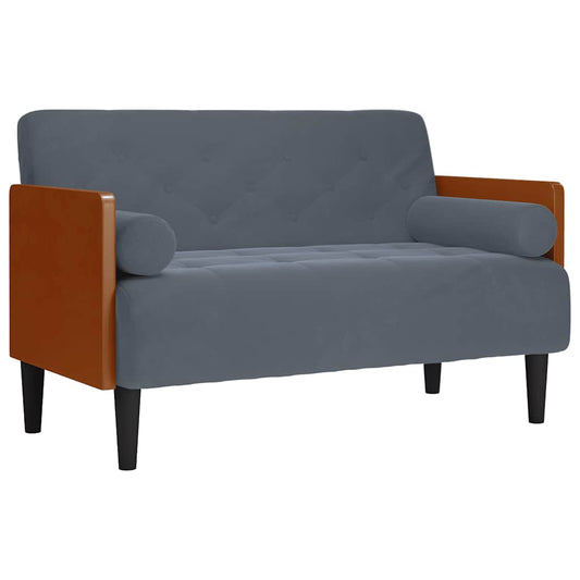 Zweisitzer-Sofa mit Nackenrollen Dunkelgrau 110 cm Samt
