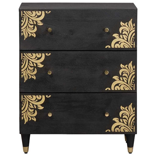 Sideboard Schwarz 60 x 33 x 75 cm Massivholz Mango