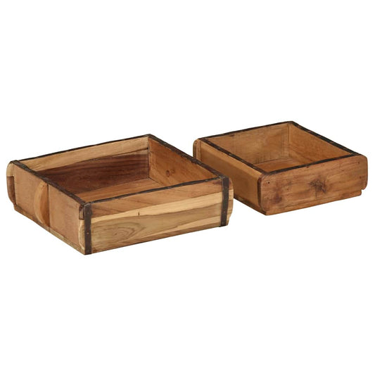 Tablett 2 pcs Braun 31 x 29 x 10 cm Massives upgecyceltes Holz