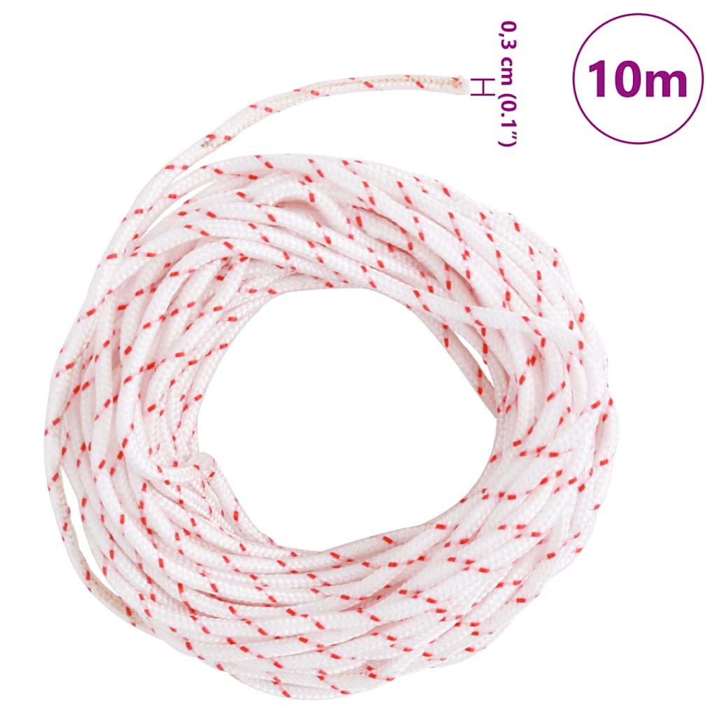 Startsnor hvid og rød Ø3 mm 10 m nylon