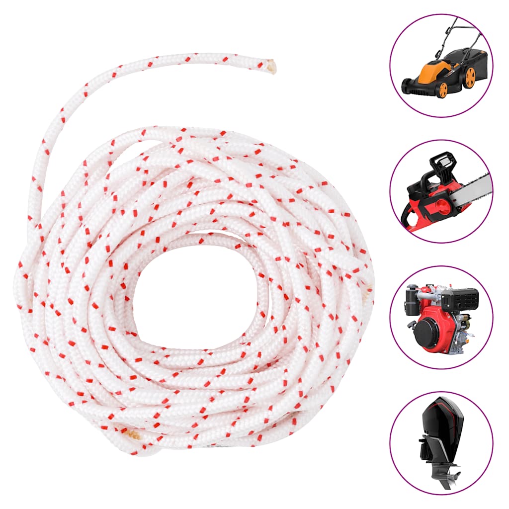 Startsnor hvid og rød Ø6 mm 10 m nylon