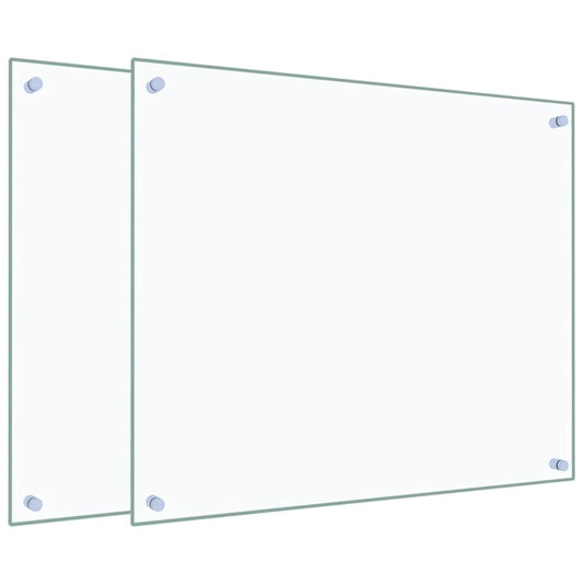 Küchenrückwände 2 Stk. Transparent 70x60 cm Hartglas