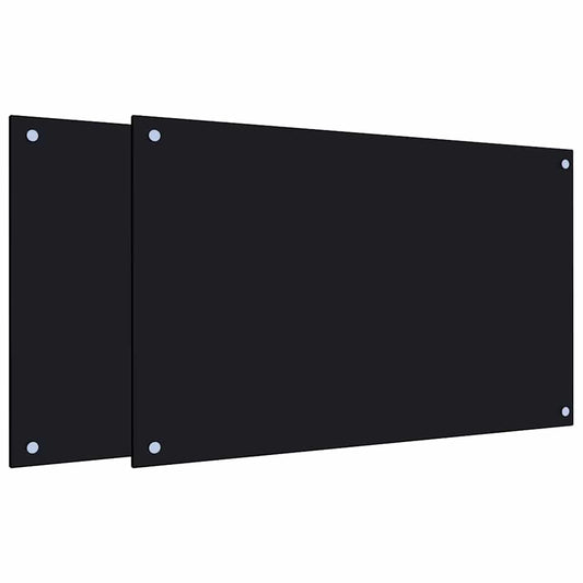 Küchenrückwände 2 Stk. Schwarz 80x50 cm Hartglas