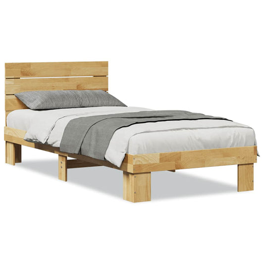 Massivholzbett mit Kopfteil ohne Matratze 100x200 cm Eichenholz