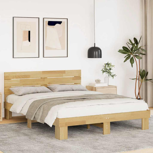 Massivholzbett mit Kopfteil ohne Matratze 150x200 cm Eichenholz