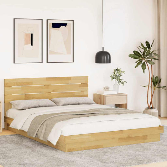 Massivholzbett mit Kopfteil ohne Matratze 140x190 cm Eichenholz