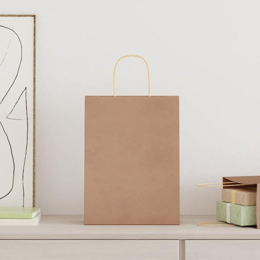 Papiertragetaschen 50 Stk. mit Henkeln Braun 26x12x35 cm