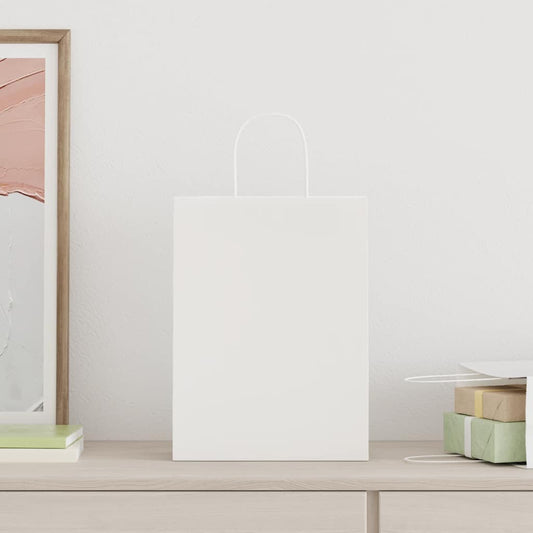 Papiertragetaschen 50 Stk. mit Henkeln Weiß 26x12x35 cm