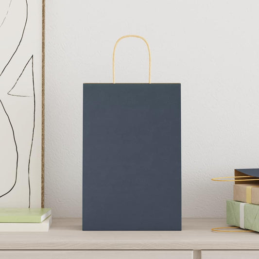 Papiertragetaschen 250 Stk. mit Henkeln Blau 21x11x31 cm