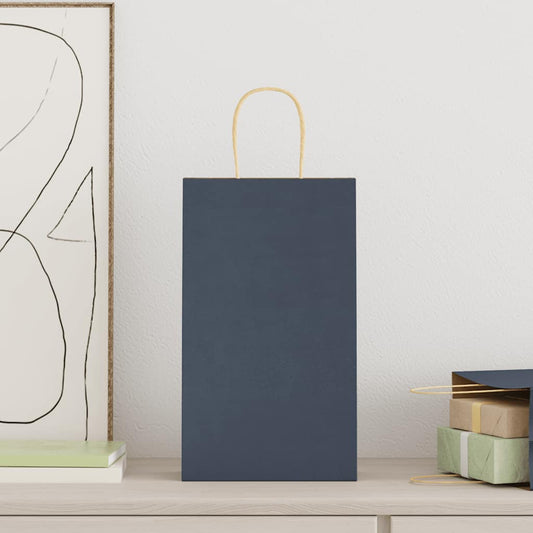 Papiertragetaschen 250 Stk. mit Henkeln Blau 21x11x36 cm