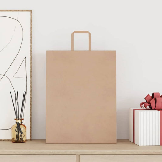 Papiertragetaschen 50 Stk. mit Henkeln Braun 32x12x42 cm