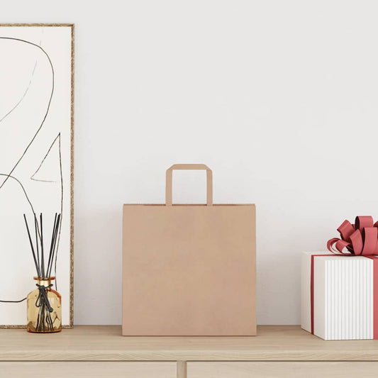 Papiertragetaschen 250 Stk. mit Henkeln Braun 26x17x25 cm