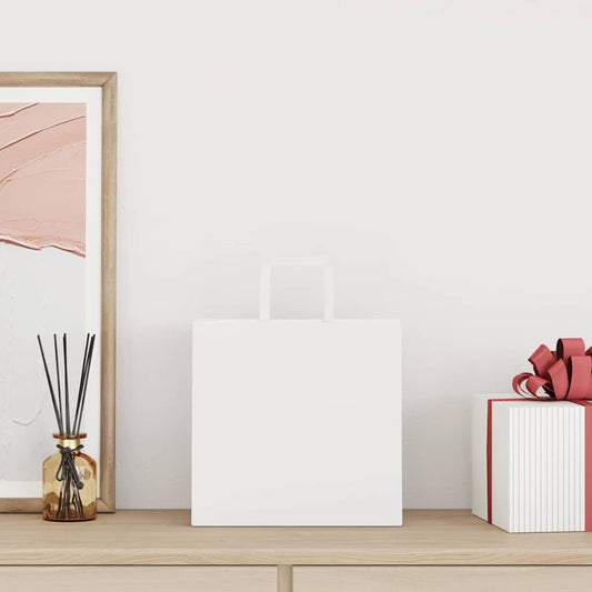 Papiertragetaschen 50 Stk. mit Henkeln Weiß 26x17x25 cm