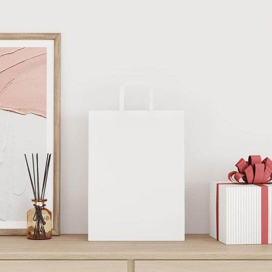 Papiertragetaschen 250 Stk. mit Henkeln Weiß 26x12x35 cm