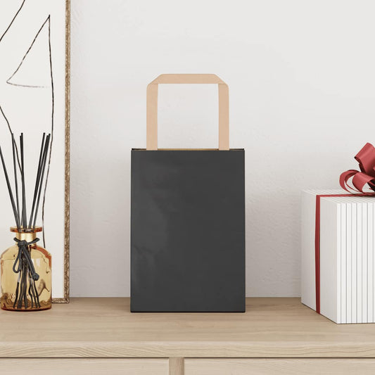Papiertragetaschen 50 Stk. mit Henkeln Schwarz 15x8x21 cm