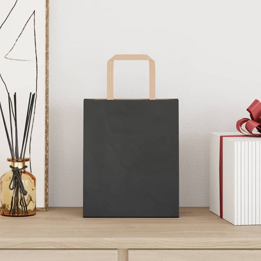 Papiertragetaschen 250 Stk. mit Henkeln Schwarz 18x8x22 cm