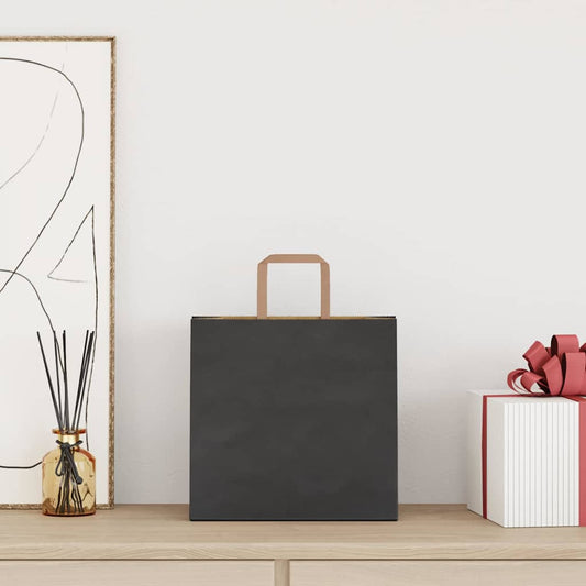 Papiertragetaschen 250 Stk. mit Henkeln Schwarz 26x17x25 cm