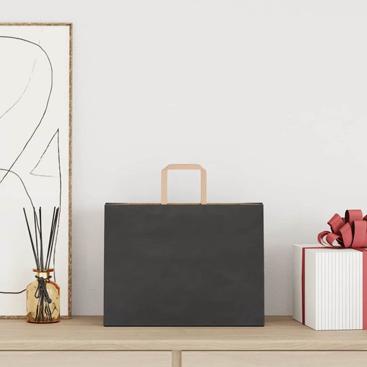 Papiertragetaschen 250 Stk. mit Henkeln Schwarz 32x17x25 cm