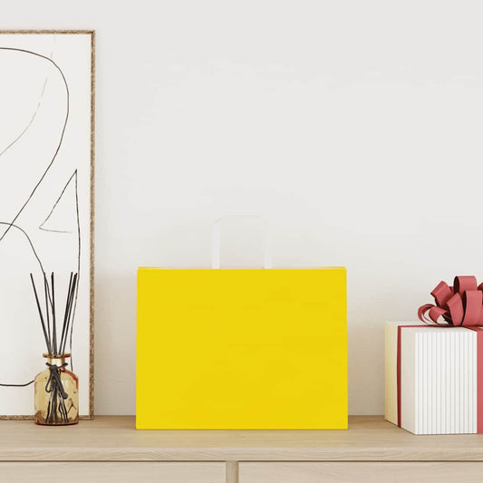 Papiertragetaschen 50 Stk. mit Henkeln Gelb 32x17x25 cm