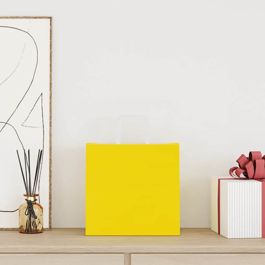 Papiertragetaschen 250 Stk. mit Henkeln Gelb 26x17x25 cm