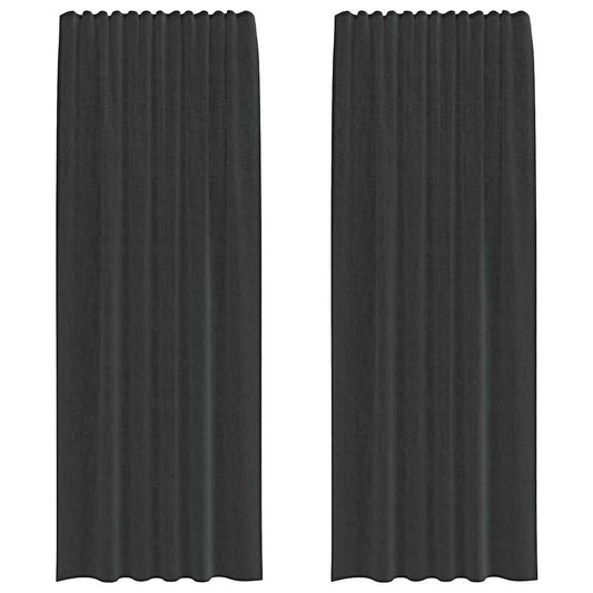Voile Vorhänge mit Stangentaschen 2 Stk. Schwarz