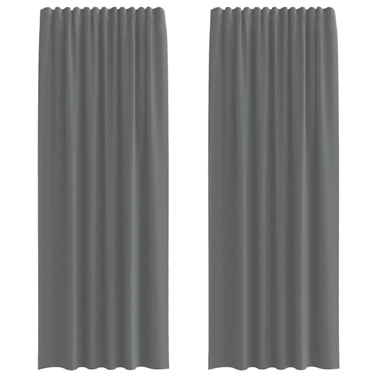 Voile Vorhänge mit Stangentaschen 2 Stk. Dunkelgrau
