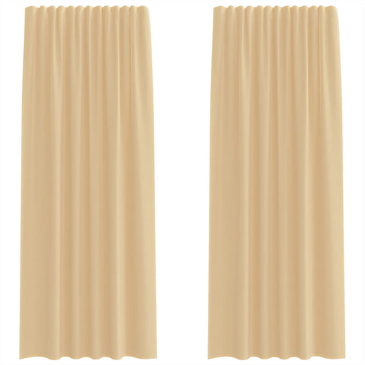 Voile Vorhänge mit Stangentaschen 2 Stk. Sandfarbe