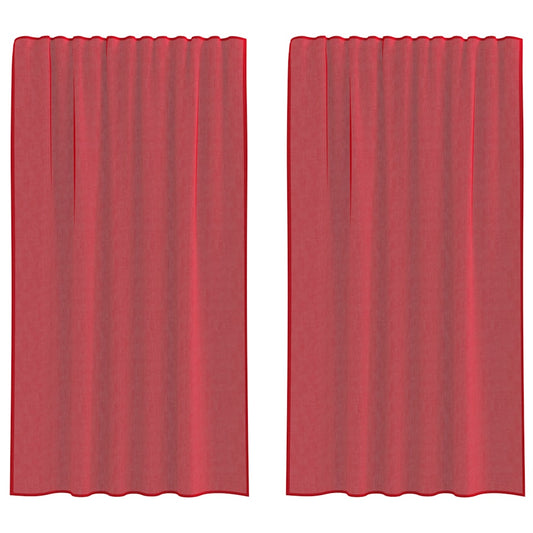 Voile Vorhänge mit Stangentaschen 2 Stk. Weinrot