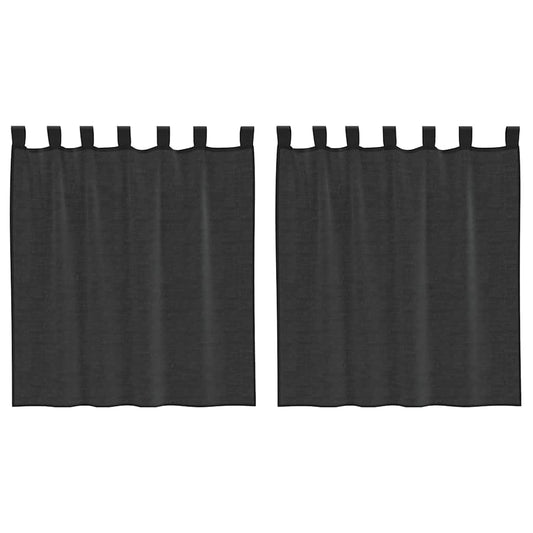 Voile Vorhänge mit Lasche 2 Stk. Schwarz