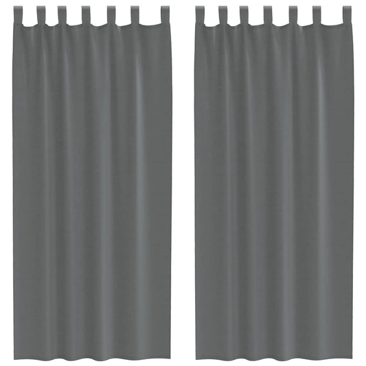 Voile Vorhänge mit Schlaufen 2 Stk. Dunkelgrau 140x245 cm