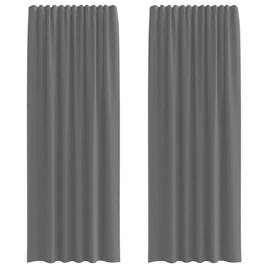 Voile Vorhänge mit Schlaufen 2 Stk. Dunkelgrau 140x260 cm