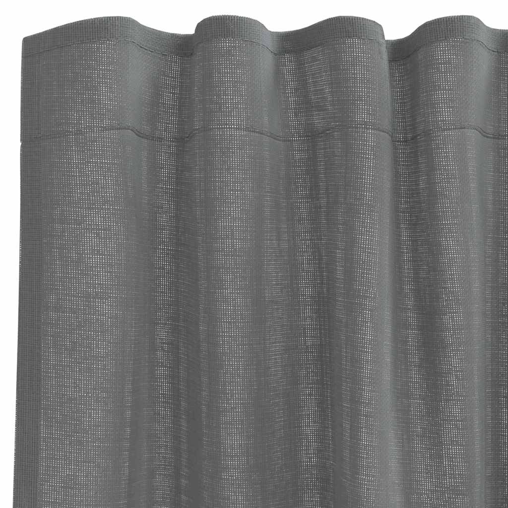 Voile Gardiner med løkker 2 Stk Mørkegrå 140x260 cm