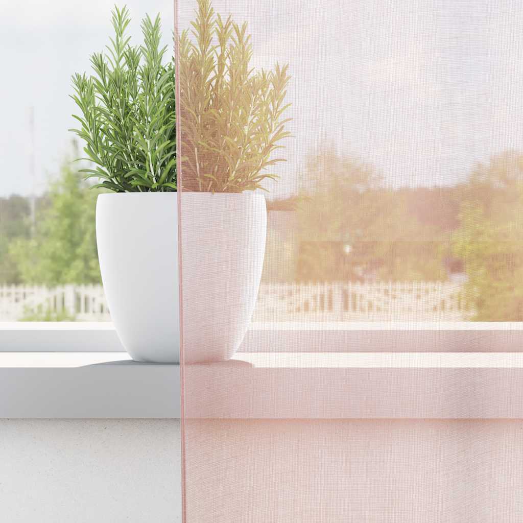 Voile Gardiner med Sløjfer 2 Stk Lys Pink 140x140 cm