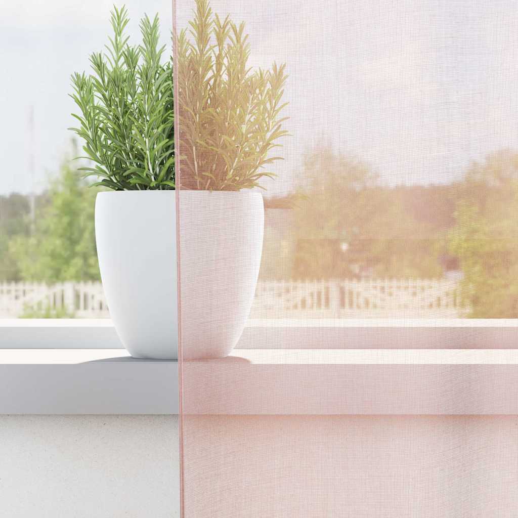 Voile Gardiner med Sløjfer 2 Stk Lyserød 140x245 cm