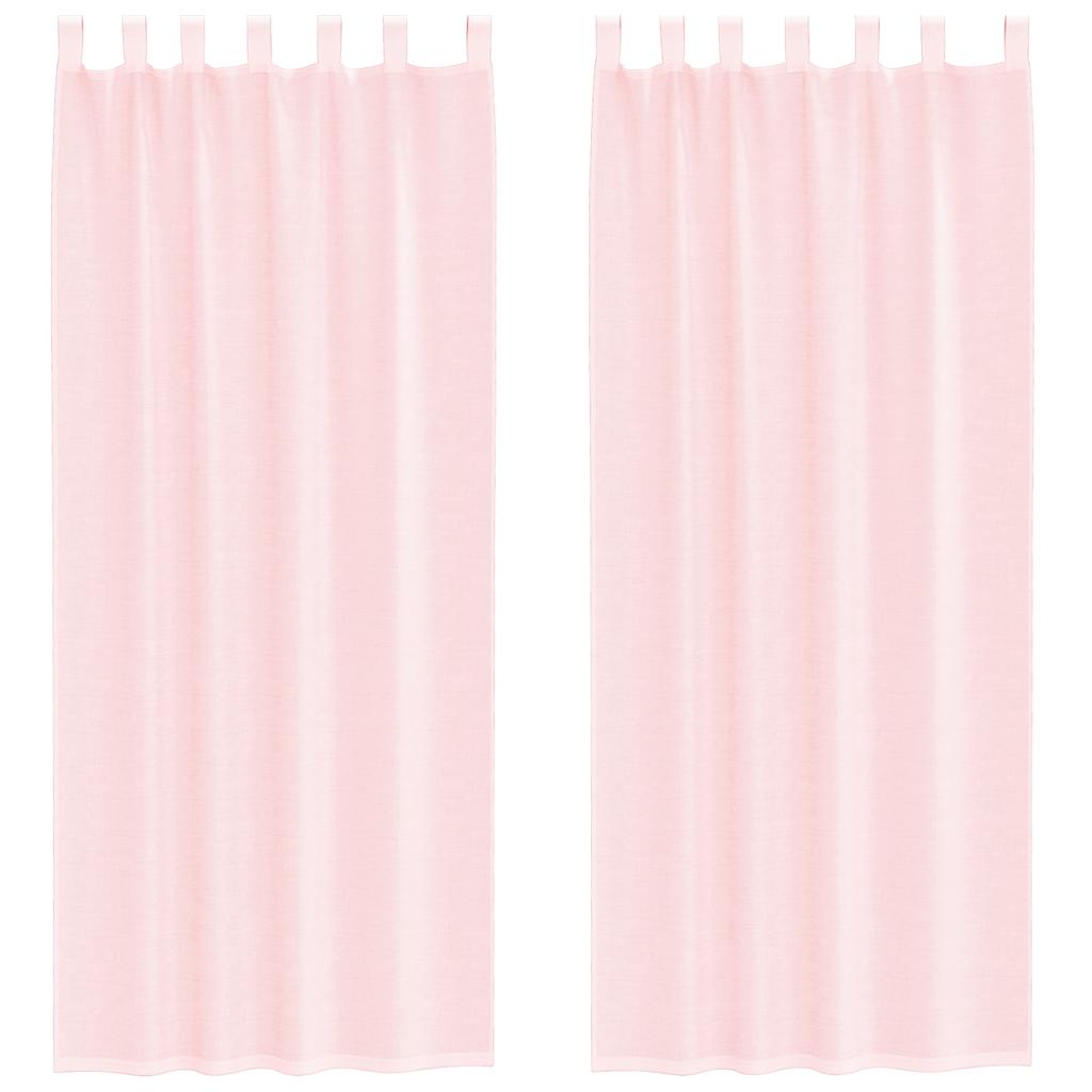 Voile Gardiner med Sløjfer 2 Stk Lyserød 140x260 cm